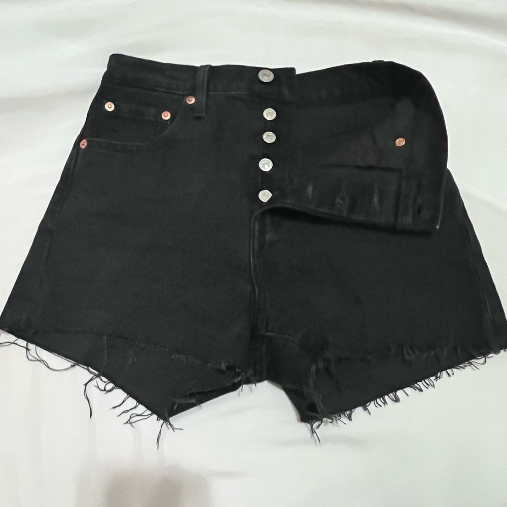 Levi's High Waist Black Denim Shorts